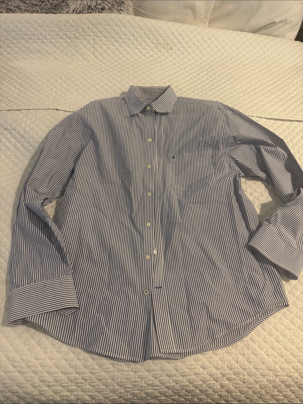 Izod Blue and White Pinstripe Button-Up Shirt